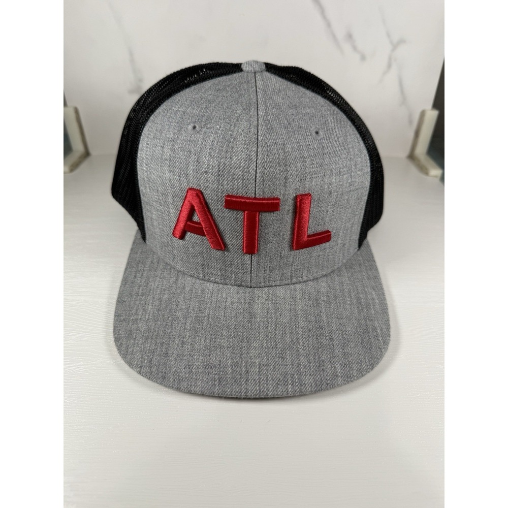 ATL Hat Grey/Black with Red Letters Trucker Style New